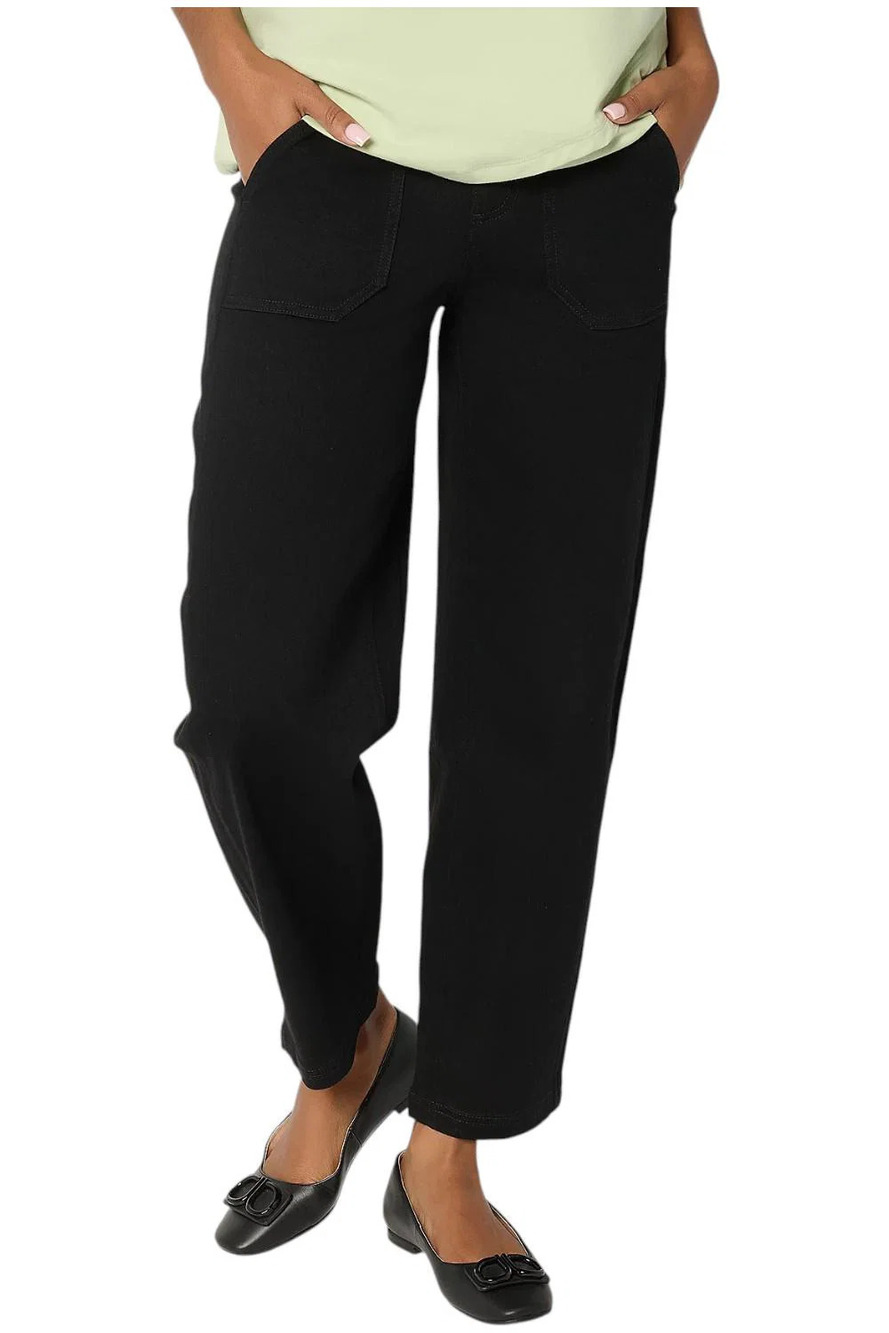 Denim & Co. Women's Black Easy Stretch Tapered Ankle Jean Black - Petite
